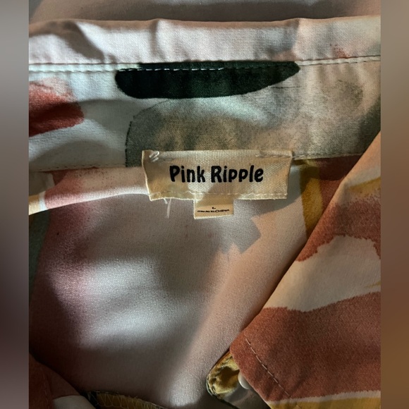 Pink Ripple Abstract Multicolor Button-Up Shirt - Picture 3 of 4